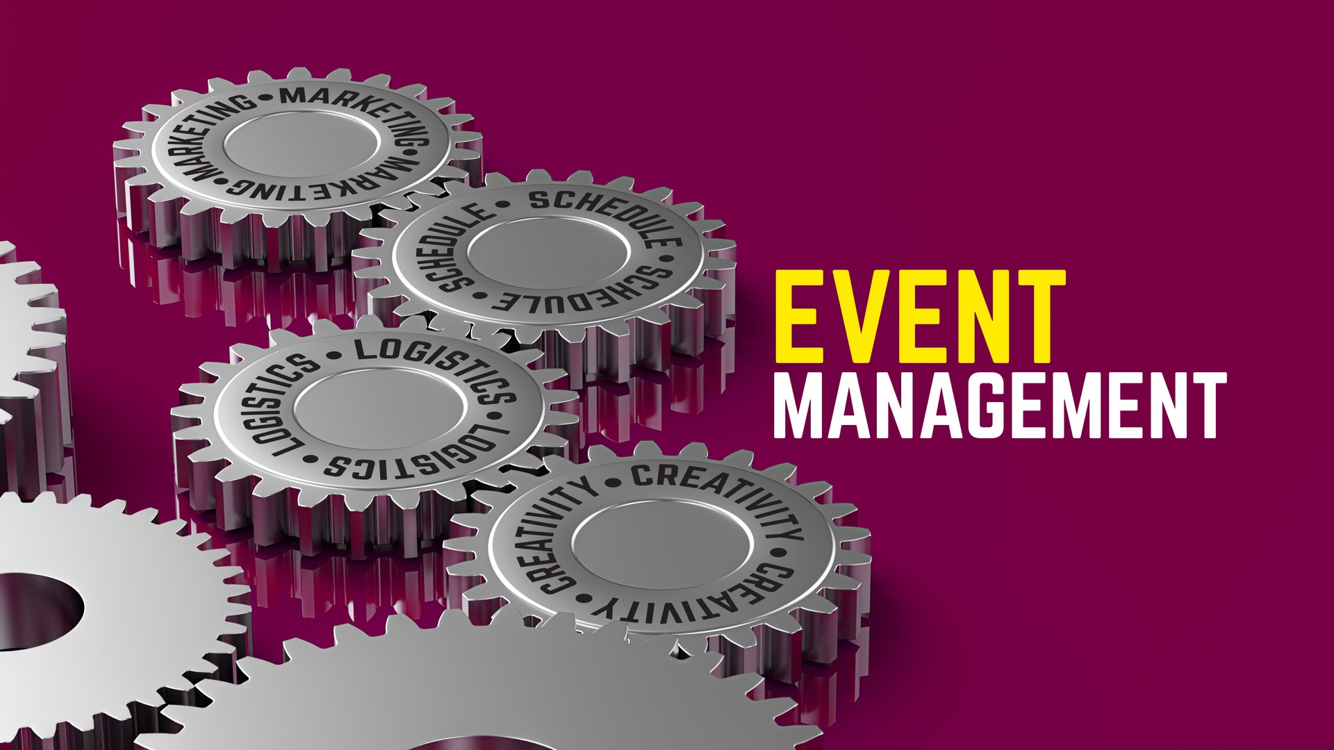 Event Management Components Concept 3D Gears